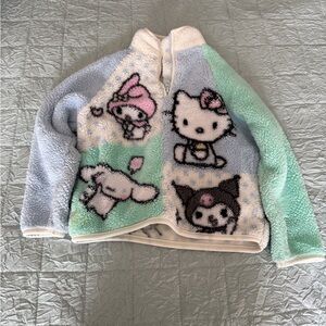 Hello Kitty Plush Sherpa Jacket - Light Blue & Cream